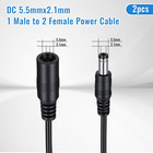 2 Pack 1 Male To 2 Female Power Cord Splitter 5 5mm X 2 1mm Extension Cord