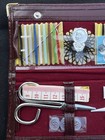 Vintage Sewing Kit Leather Purse Travel Sewing Stitching Kit Nos