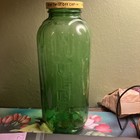 Vintage Green Glass Water Juice Refrigerator Bottle W lid 40oz 9    Pre Owned