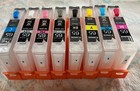 Canon Pro-200 Cli-65 Modified   Empty Flushed Set - No Chips   Free Clips plugs