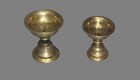 Pair Tibet 19th Century Old Antique Buddhist Alloy Copper Oil Ghee Lamp Butter