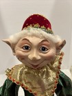Christmas Posable Elf Pixie Doll Hobby Lobby 28  Tall Red Gold Green Read