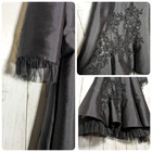 Vintage Black Beaded Dress Size 4 Silk Wool Gothic Cocktail Formal Dark Romance