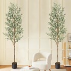 Mctybb Artificial Olive Tree 7ft Tall 2-pack Faux Silk With Fruit Free Moss