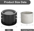 Big Round Silicone Planter Mold  7 Inch Large Concrete Big Round  Grey 