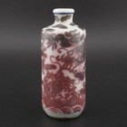 Antique 19thc Chinese Copper Red Porcelain Dragon Snuff Bottle  Qianlong Mark