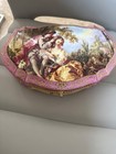 Antique French Porcelain Casket Box With Romantic Scene