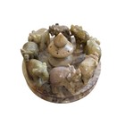 Hand-carved Soapstone Elephant Circle Incense Burner     8 Elephants     Traditional