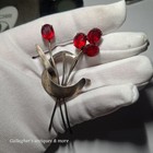 Antique Vintage Sterling Silver 925 Flower Broach Pin Jewelry Floral Vermeil  3