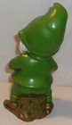 Vintage Ceramic Garden Gnome Green Elf With Accordion Figuirne
