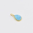 Natural Blue Larimar Pear Gemstone Charm  Solid 18k Gold Charm  Charm Pendant