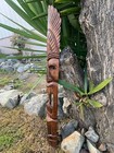 Hand Carved Hawaiian Style Headdress Tiki Totem Wooden Mask 39 x 6 in
