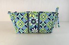 Vera Bradley Medium Cosmetic Makeup Toiletry Bag Daisy Daisy Floral Green Navy