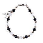Vintage Sterling Silver 925 Black Crystal Beaded Bracelet   6 75   