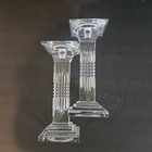 Vtg Pair Shannon 24  Lead Crystal 9  Pillar Glass Candle Holders Czech Republic