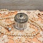 Vintage Cut Glass Vanity Dresser Jar Ornate Silver Tone Lid Trinket Container