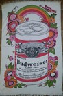 Vintage    80s Budweiser King Of Beers Label Beach Towel 100  Cotton 50 X 32 Guc 