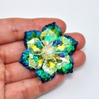 Green Crystal Rhinestone Flower Brooches Aurora Borealis Brooch Pin Gift Present