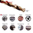 Drillforce 20pcs 1 16 -1 2  Cobalt Drill Bits Set Hss M35 Jobber Twist Drill Bit