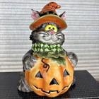 Fitz And Floyd Scaredy Cat Cookie Jar 2008 Halloween Pumpkin 658 111 Mint In Box