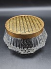Vintage Glass Vanity Dresser Vanity Powder Jar With Brass Lid 4 24 w