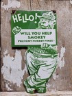 Vintage Smokey Bear Porcelain Sign Old Prevent Forest Service Fire National Park
