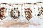 Rustic Country Style Christmas Horses And Ponies Bunting banner   Ribbon