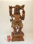 Antique 19th Century Hand Carved Wood Sculpture South Asian Temple Guardian 30 