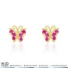 14k Yellow White Gold Ruby Butterfly Screw Back Stud Kid Earrings