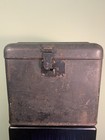 Antique Metal Strong Box 12x11x8 Document Cash Chest Vintage Metal Case W Key