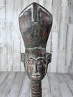 Hand Carved Wood Ghana African Tribal  Long Neck Bust  Figure Vintage With Tag