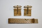 Wow Vintage Men s Hadley Golden Mid Century Tie Clasp   Cuff Links Set Lot Rare