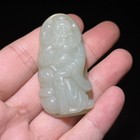 Chinese Antique Qing Dynasty Hetian Ancient Jade Carved Zhongkui Jade Pendants