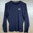 Under Armour Mens Heatgear Armour Compression Long Sleeve Shirt Navy Blue New