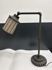 Industrial Steampunk Pipe Desk Lamp Heavy Gear Base Vintage Caged Table Light