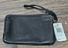 Coach Black Wristlet In Pebble Leather F66505 Double Corner Zip  Nwt