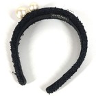 Chanel Headband Black Chanel Headband With  Coco Mark  Faux Pearls  Tweed