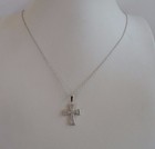 925 Sterling Silver Cross Necklace Pendant W   75 Ct Lab Diamonds 18  