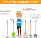 Kids Shovel  Rake For Leaves  Spade  Hoe And Broom  5pcs Kids Garden Tools  Gard