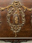 Antique Figural Salvage Pediment - Gilt Art Nouveau Oak Footboard 