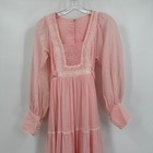 Vintage 70s  Women Cottagecore Maxi Dress Sz S Prairie Romantic Victorian Tiered