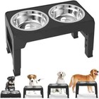 Elevated Dog Bowl Pet Feeder Stainless Steel Raised Food Water Stand W  2 Bowls