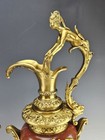 Gorgeous Lrg 19c French Pair Rouge Marble Gilt Bronze Ewers Napoleon Iii
