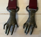 Vintage 70s 60s Metal Clasped Hands Victorian Style Leather Belt