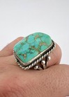 Huge Vintage Navajo Sterling Silver High Grade Royston Turquoise Twist Ring