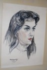 Rde Coverley Pencil Sketch Original Signed  21461 Portrait Beautiful Lady Woman