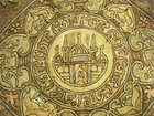 Antique Bullion Goldwork Embroidery 36 large Islamic Ottoman Suzani Wall Hanging
