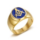 Vintage Oval Masonic Symbol Ring Stainless Steel Retro Ag Wedding Signet Ring