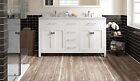 60  White Double Bathroom Vanity Cabinet Sparkle Quartz Countertop Square Sinks