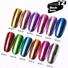 12pcs Set Magic Mirror Glitter Powder Nail Art Pigment Chrome Dusts Rub On Nails